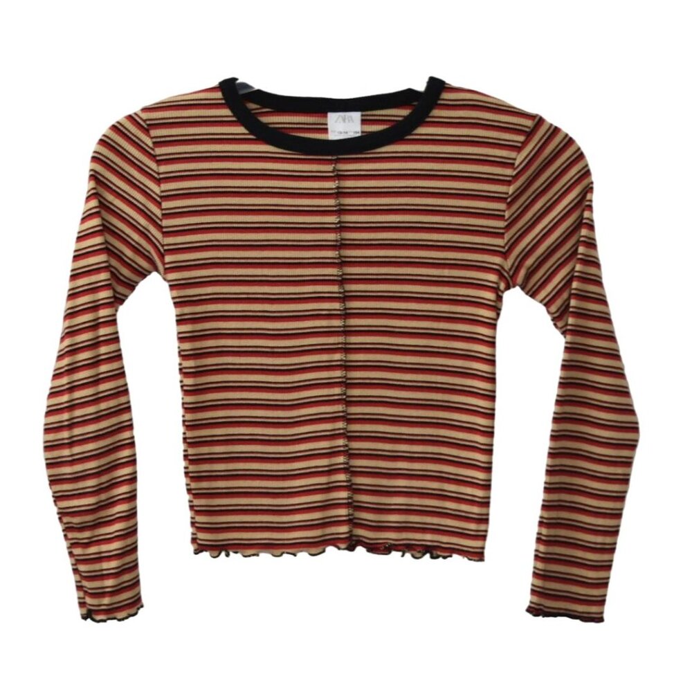Zara Girls Size 13-14 Striped Long Sleeve Top
